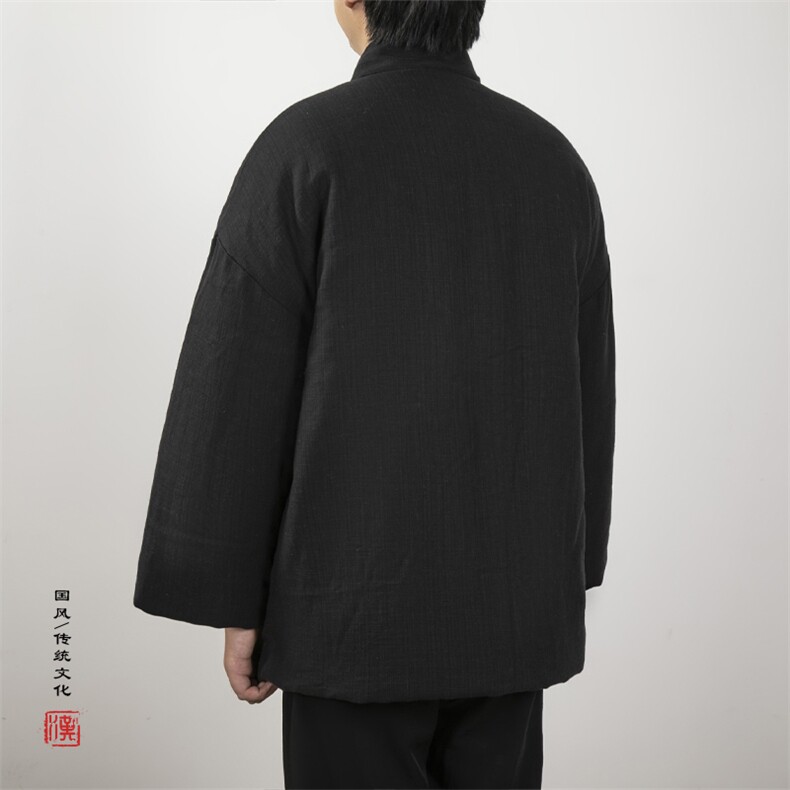 风男装棉麻禅意中长款男士改良汉服棉衣外套H80P145,男装棉衣,钱塘802
