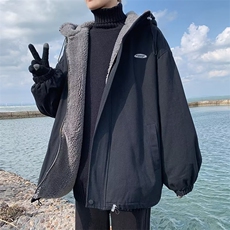 羊羔毛加绒加厚棉服外套男冬季棉衣百搭情侣连帽潮牌宽松棉袄，男装棉衣，星座506A
