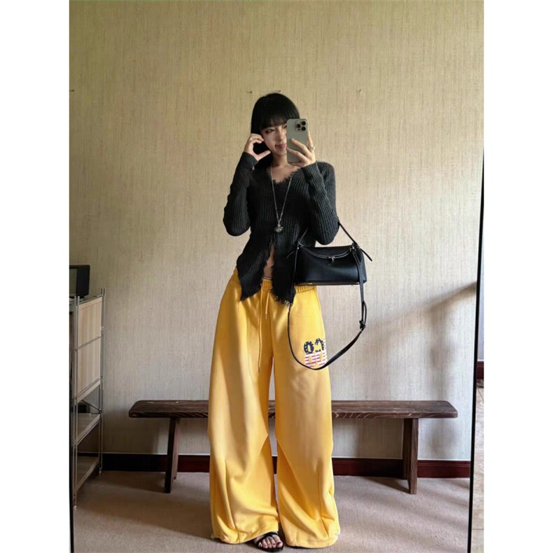 阔腿裤女宽松显瘦2025年新款抽绳宽松显瘦慵懒垂感拖地裤CAW15，男装休闲裤，星座516A
