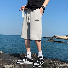 休闲短裤男2024新款夏季青少年潮牌港风中裤大码华夫格五分裤C663，男装休闲裤，电商A409-1