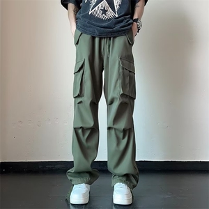 黑色工装裤男士薄款潮牌阔腿休闲长裤夏季男生直筒宽松裤子男款图片