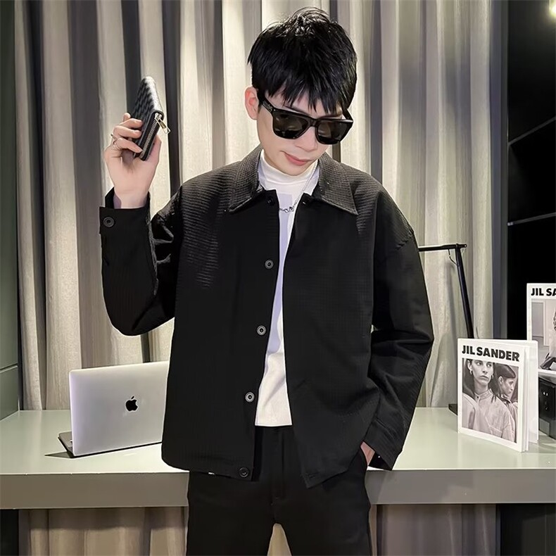 华夫格肌理工装外套男士23春秋季新款韩版潮流简约翻领JM523-P53,男装工装外套,星座1109-3