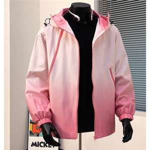 港风山系冲锋衣渐变色大码M-5XL夹克聚酯纤维JK77959P68控98图片