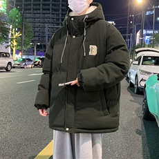 冬季青少年灯芯绒连帽棉衣潮牌羊羔毛加绒加厚棉服外套5305-P85，男装棉衣，电商B306