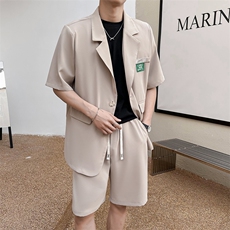 2023短袖套装夏季薄款冰丝衬衣服高级感痞帅西服PS06-P115-控158，男装西服套装，星座816A（原B366）