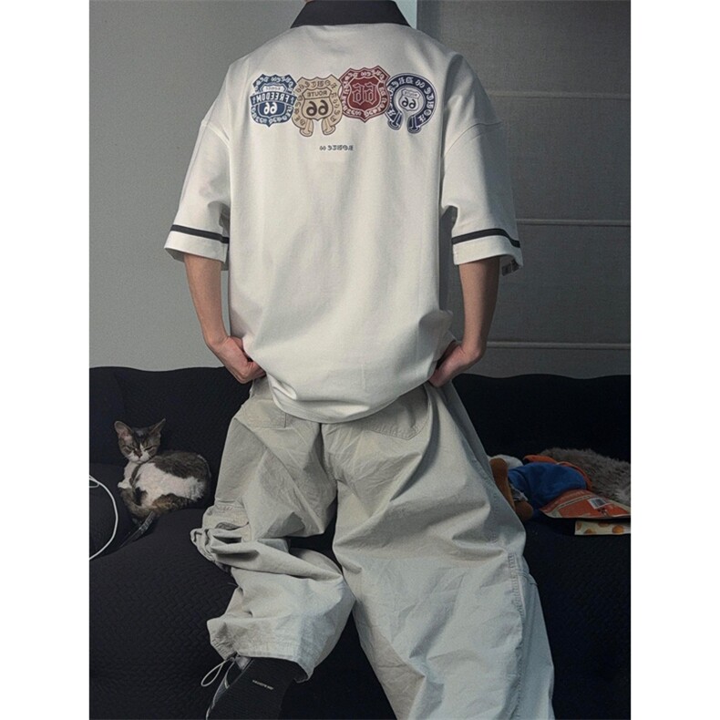 网图有货66号公路半拉链撞色哥特元素短袖翻领Polo衫A625-P38，男装Polo衫，星座1505