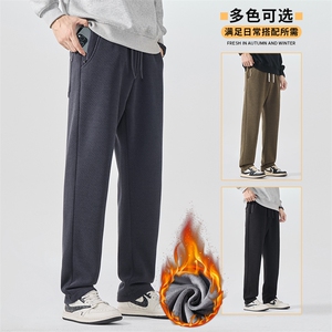 针织垂感格纹休闲裤男加绒加厚舒适阔腿直筒休闲裤男裤JR807-P48图片