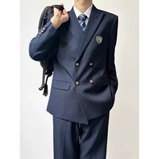 木村叔日系原创设计深灰色西装男生院风双排扣戗驳领西服，男装西服套装，星座506A