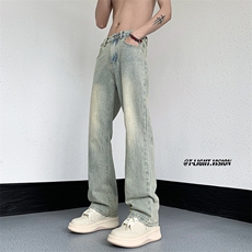 B221美式ins高街暗黑情侣款百搭微喇牛仔裤LK22087-P55控78，男装牛仔裤，电商B221