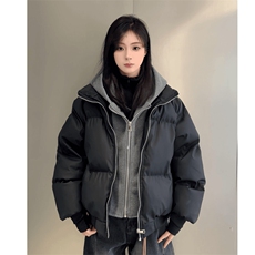 现货高品质重磅工艺美式高街假两件PU皮棉衣男女加厚棉服外套，男装棉衣，电商A486-1