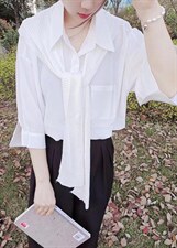 带披肩衬衫，女装衬衫，图澜朵