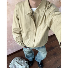 翻领夹克工装男生新款春秋季外套上衣百搭宽松简约休闲JB52，男装夹克，星座516A