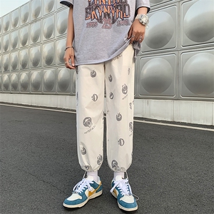 夏天宽松运动束脚高街休闲裤满印印花运动阔腿裤 现货 K448-P28图片