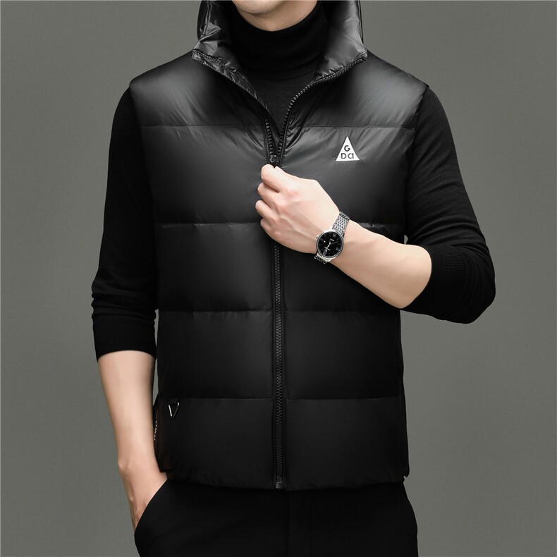 2025新款冬季男士立领短款90%白鸭绒羽绒服马甲加厚羽绒服外套,男装羽绒服,钱塘723