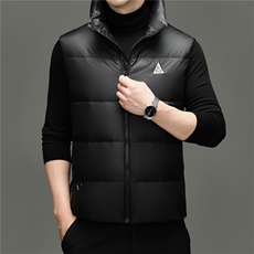 2025新款冬季男士立领短款90%白鸭绒羽绒服马甲加厚羽绒服外套，男装羽绒服，钱塘723