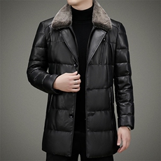BAMJ-7723钱塘2020-2中青年男士秋冬季厚款羽绒皮衣夹克P835，男装皮衣，钱塘207-2