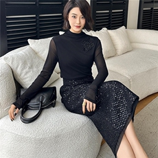 2025冬装新款百搭修身包臀裙长款半身裙一步裙，女装半身裙，2C091
