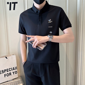 店主风社会小伙男刺绣翻领POLO衫男保罗衫上衣301A-1/PL122/P55图片