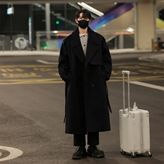 韩系毛呢大衣男士秋冬季加厚户外潮牌中长款英伦风情侣款风衣外套，男装风衣，星座812