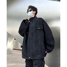 复古牛仔外套男款春秋潮牌vibe风休闲夹克宽松工装上衣W6400-P74，男装夹克，星座412-3