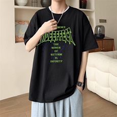 夏季流行男士纯棉落肩宽款印花短袖T恤休闲时尚吸汗透气T17，男装T恤，星座1013