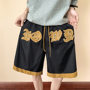 1麂皮绒拼接变色龙渐变冰丝大码M-5XL中性风短裤男DK7721P45控59图片