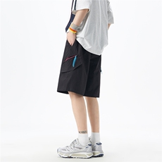 透气拉链设计冰丝短裤男夏款2025新款中裤815A-DK25-P40控68，男装牛仔裤，星座815A