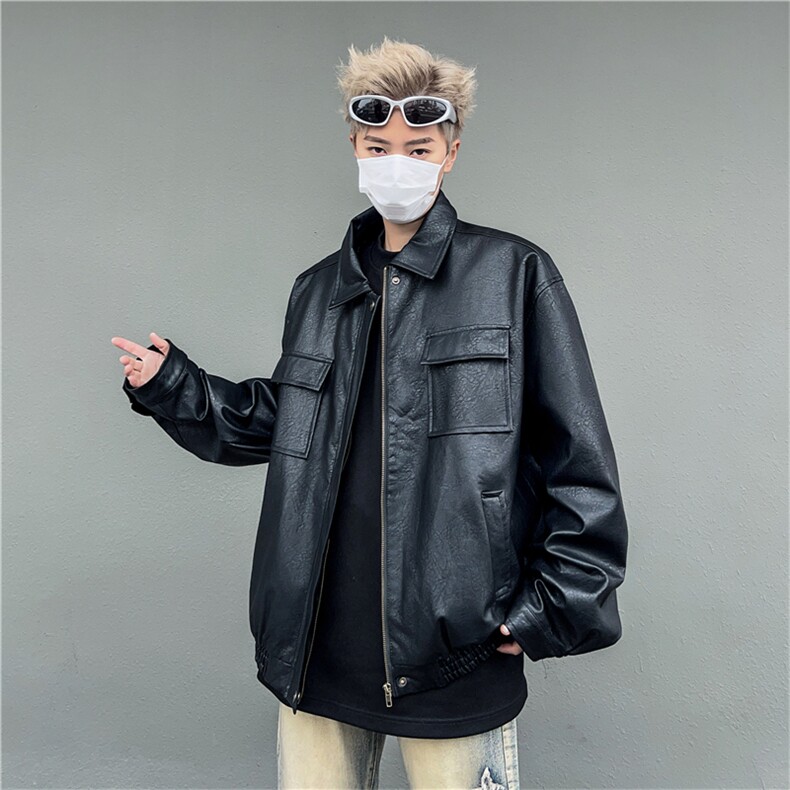 2024春季新款bf中性风外套痞帅pu机车夹克皮衣现货W8109-P66,男装皮衣,星座512-4