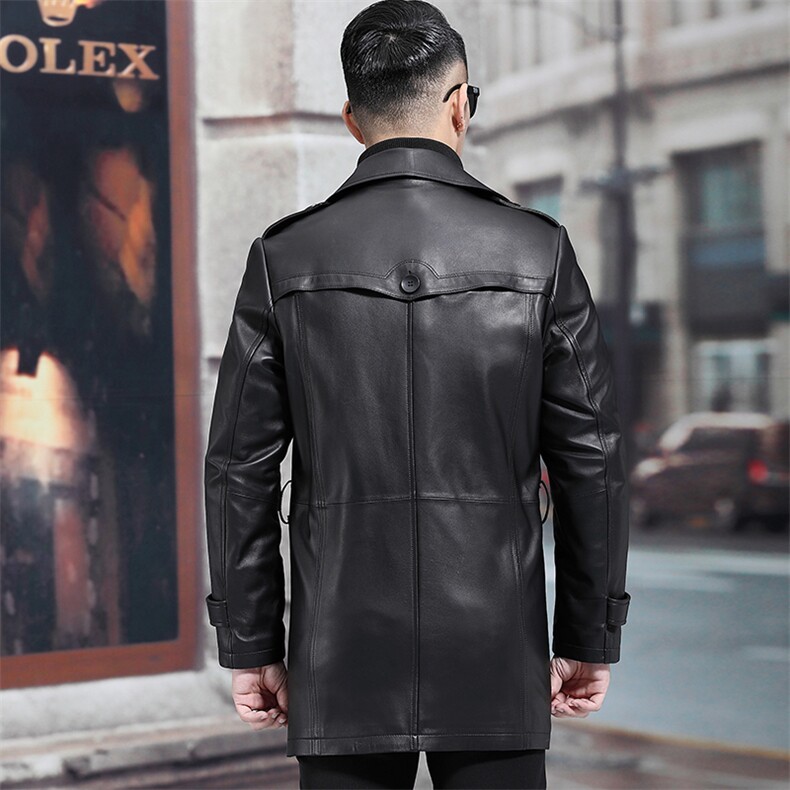 DLSN81871男士2023秋冬新款绵羊皮皮衣男翻领休闲皮风衣P1020，男装皮衣，电商B360
