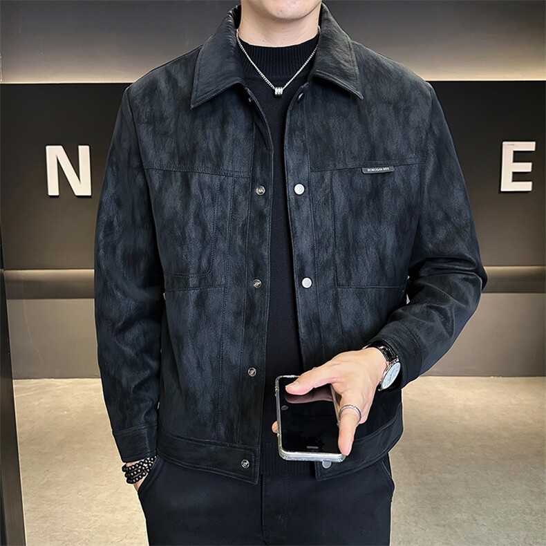 5051-M-4XL-P145店主风秋季翻领皮质休闲男士皮衣外套卷后188,男装皮衣,电商B255