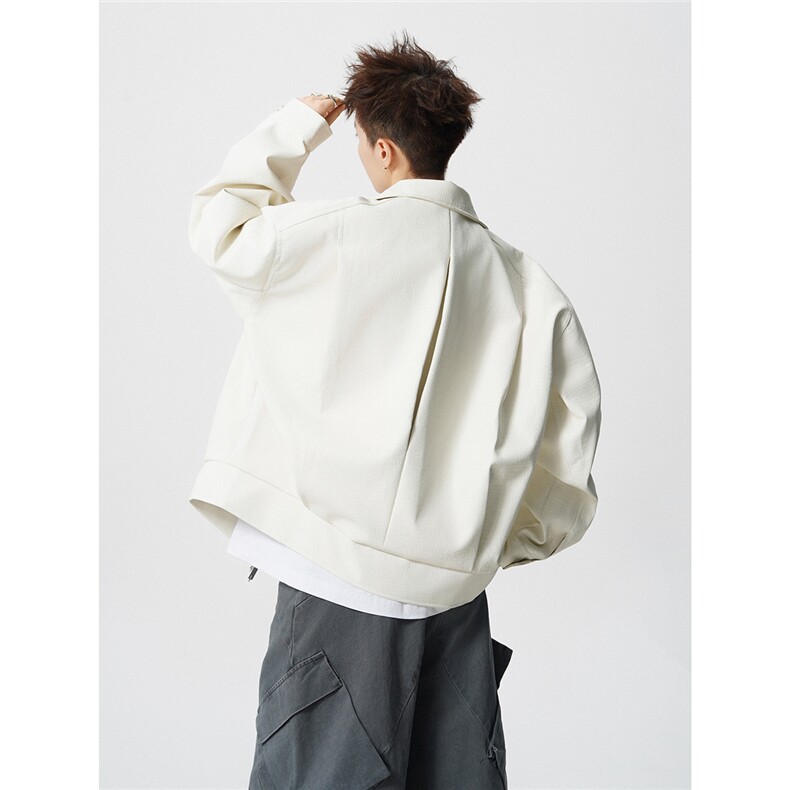 仿鳄鱼皮美式粉色M-5XL大码面层：PU皮夹克男JK78118P95控158,男装夹克,星座226-1