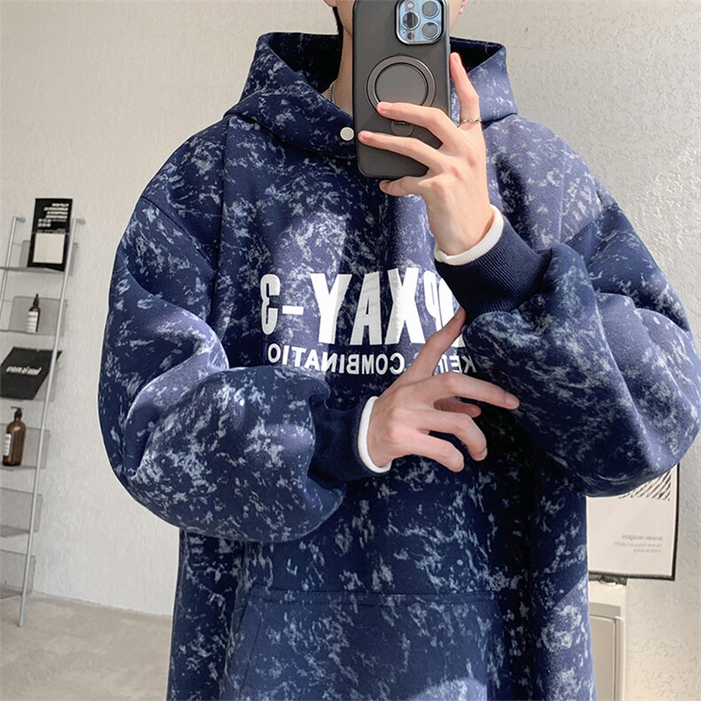 大皂风秋冬重磅450克假两件宽松连帽卫衣B208-WY3707-P70控108，男装卫衣，电商B208