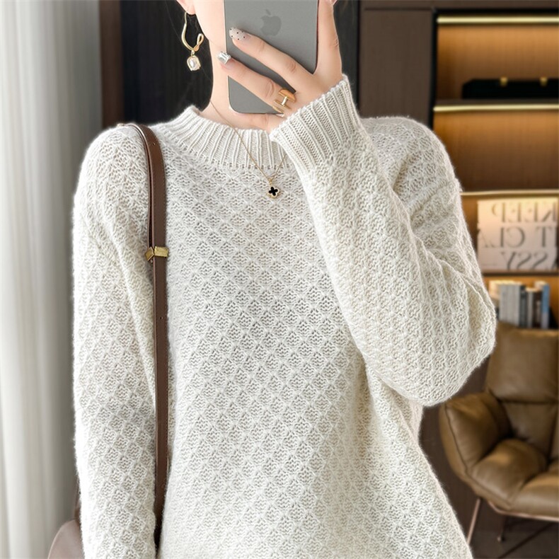 菠萝针女士羊毛衫羊毛秋冬保暖柔软舒适，女装羊毛衫，秋虹羊绒