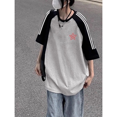 黑袖拼白灰