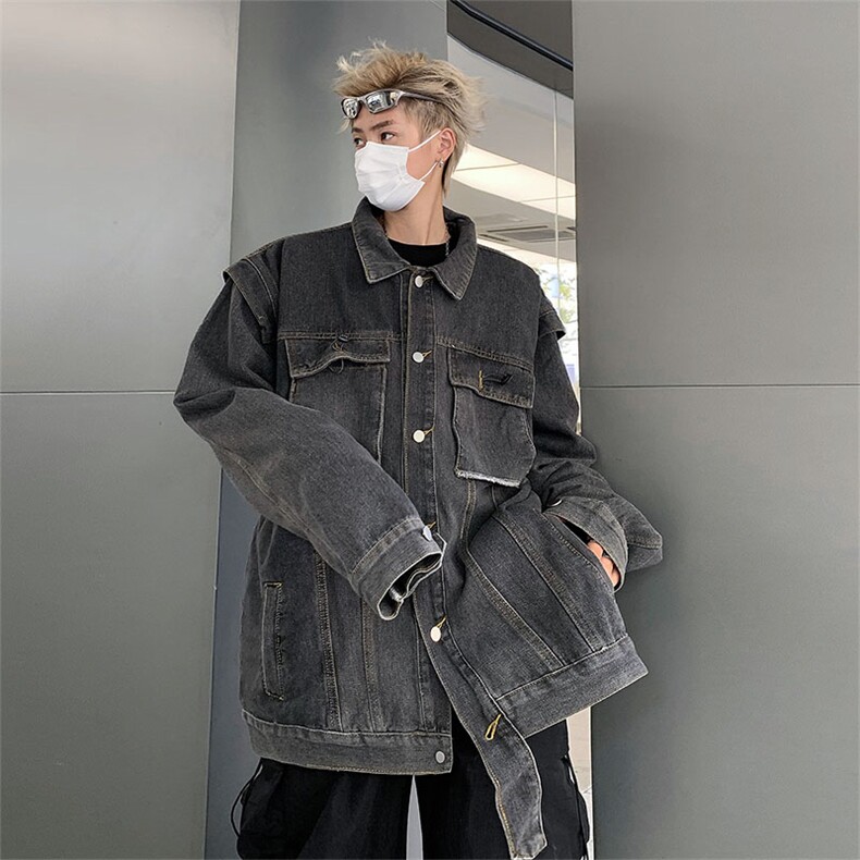 F16-P65韩版复古休闲宽松工装夹克春秋新款潮牌ins牛仔外套男,男装夹克,星座512-6