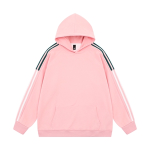 光板 得物\唯品二开 三条杠撞色拼接插肩袖连帽卫衣A71 P38图片