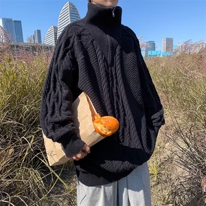 美式半拉链毛衣男韩系慵懒风冬季加厚外套宽松复古针织衫M432-P55图片