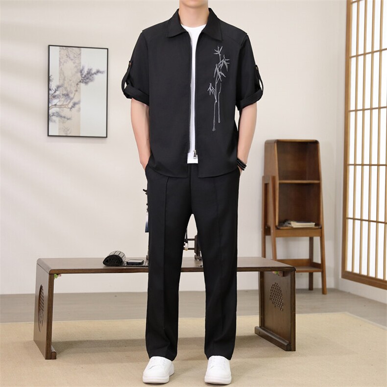 （版权注册仿款必究）夏季新款套装冰丝短袖长裤休闲时尚两件套,男装休闲套装,星座1206（原A206）