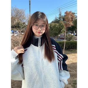 抖音得物高品质 美式高街重磅结构织带拼接撞色立领卫衣外套 CM41图片
