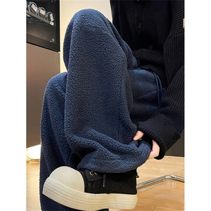 现货 加厚摇粒绒刺绣裤子休闲裤男女冬季新款简约百搭刺绣卫裤潮图片