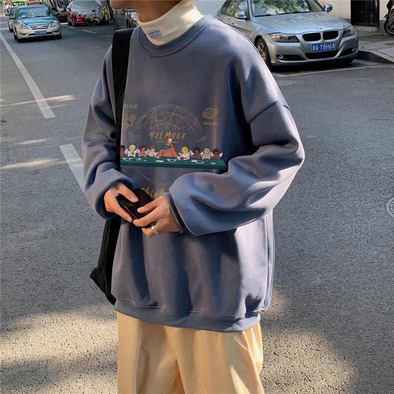 港风中性情侣大码休闲运动套头潮卫衣男外套WY7263P30,男装卫衣,星座227-7