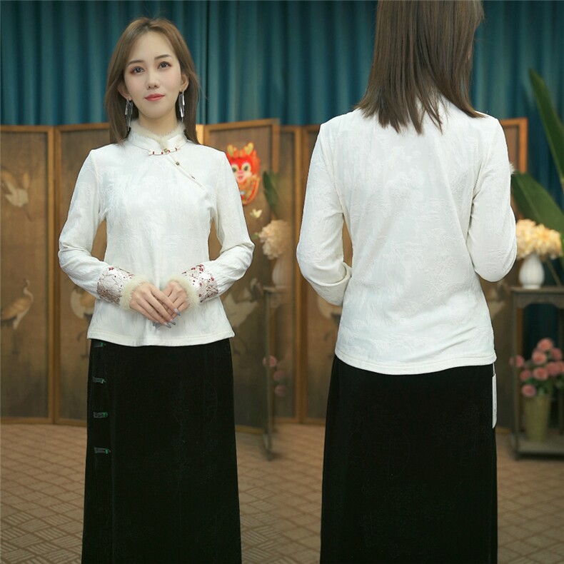 现货2024春季新款简约刺绣盘扣衬衫新中式穿搭上衣B016，女装衬衫，非你不可新中式