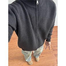 双拉链开衫毛衣男款秋冬季内搭打底针织衫美式休闲慵懒风外套M04，男装T恤，星座516A