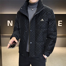 贴标花纹立领皮羽绒服男休闲保暖上衣外套A329-9961-P215，男装羽绒服，电商A329