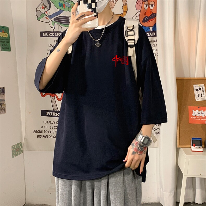 Q11276-P30春夏季七分袖t恤男大码五分袖男短袖中袖,男装T恤,电商A040