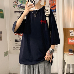 Q11276-P30 春夏季七分袖t恤男大码五分袖男短袖中袖图片