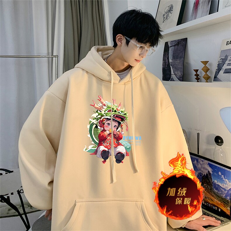 龙年卫衣冬季美式加绒情侣加厚卫衣男女外套DL1733加绒特P40,男装卫衣,电商A486