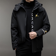 冬季新款羽绒服男士中青年连帽白鸭绒保暖外套休闲可拆卸帽上衣，男装羽绒服，电商B212（原钱塘6029）