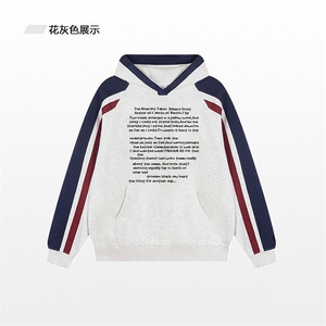 抖音得物供货 提供视频 秋冬重磅美式宽松接拼连帽卫衣3207图片