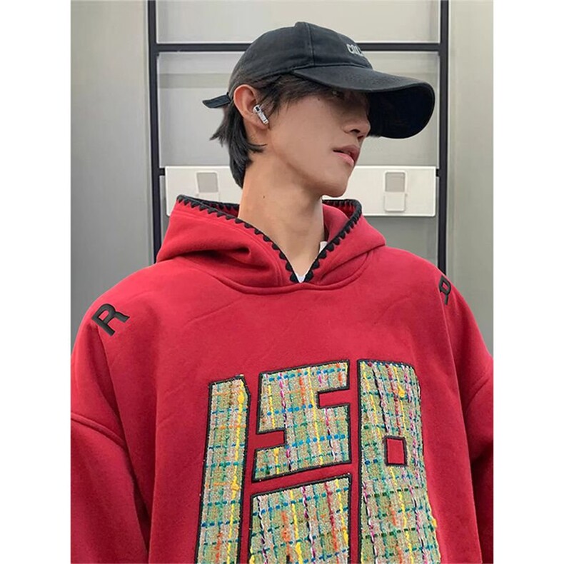 5579-P67新款中长纯棉华棉复合刺绣连帽卫衣加绒,女装卫衣/绒衫,星座617A-2